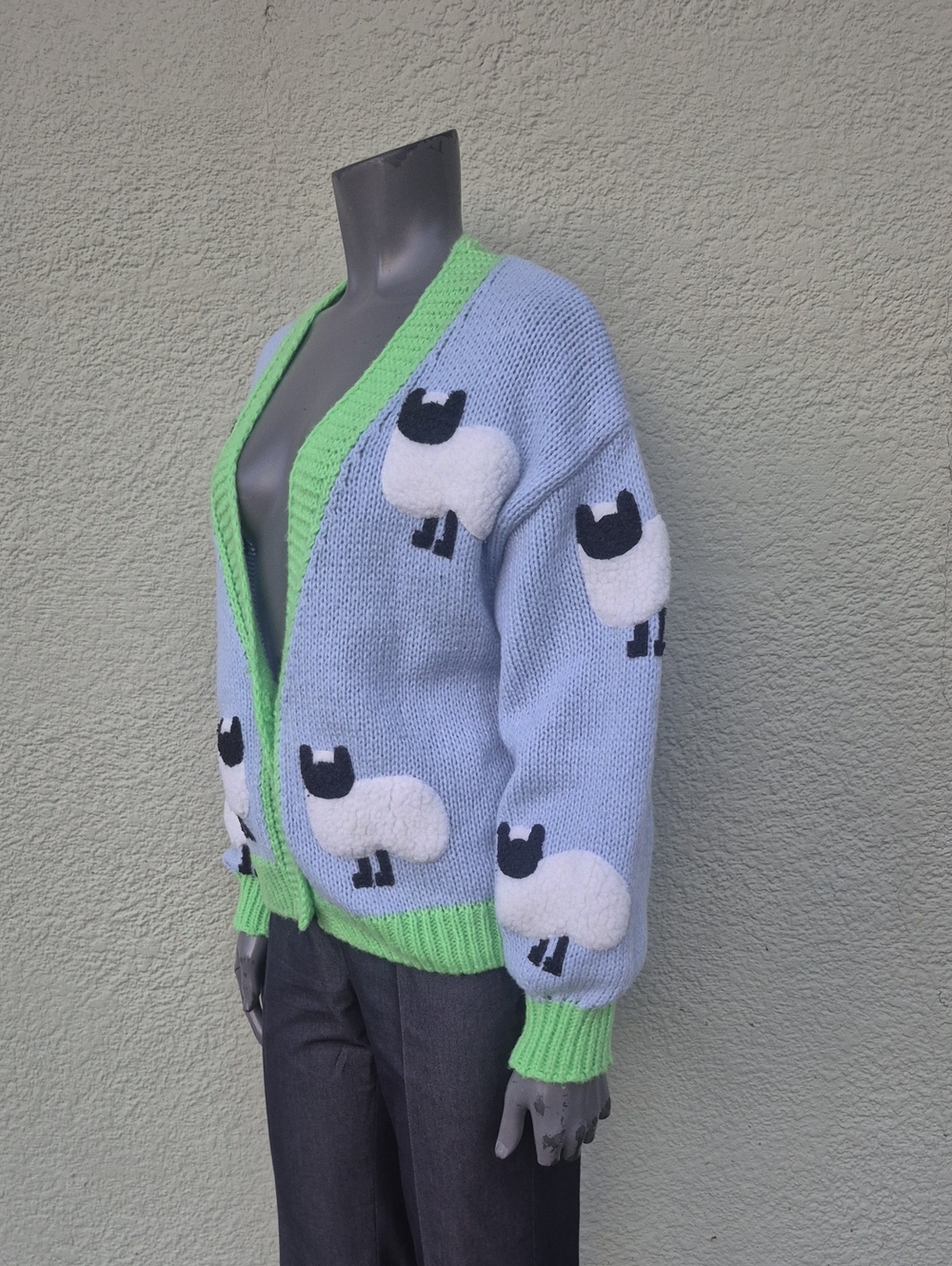 Dreamers By Debut Ladies "Little Lamb Puff" 3D Sheep Knit Lavender Crew Sweater - Picture 3 of 17
